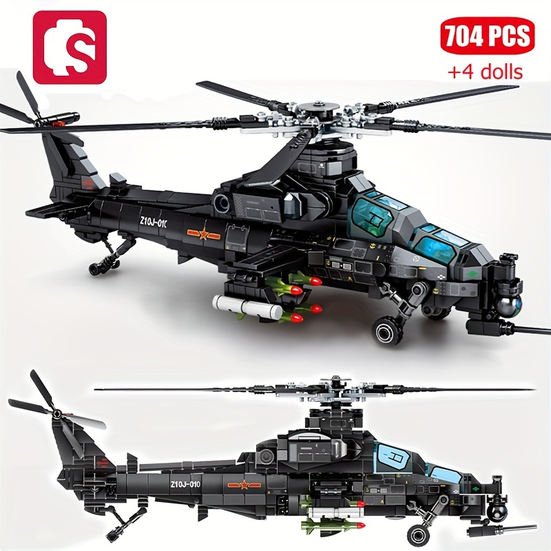 

Military Aircraft Aviation Armed Helicopter Army Z-10 Aircraft Model Assembled Building Blocks Toy Birthday Gift