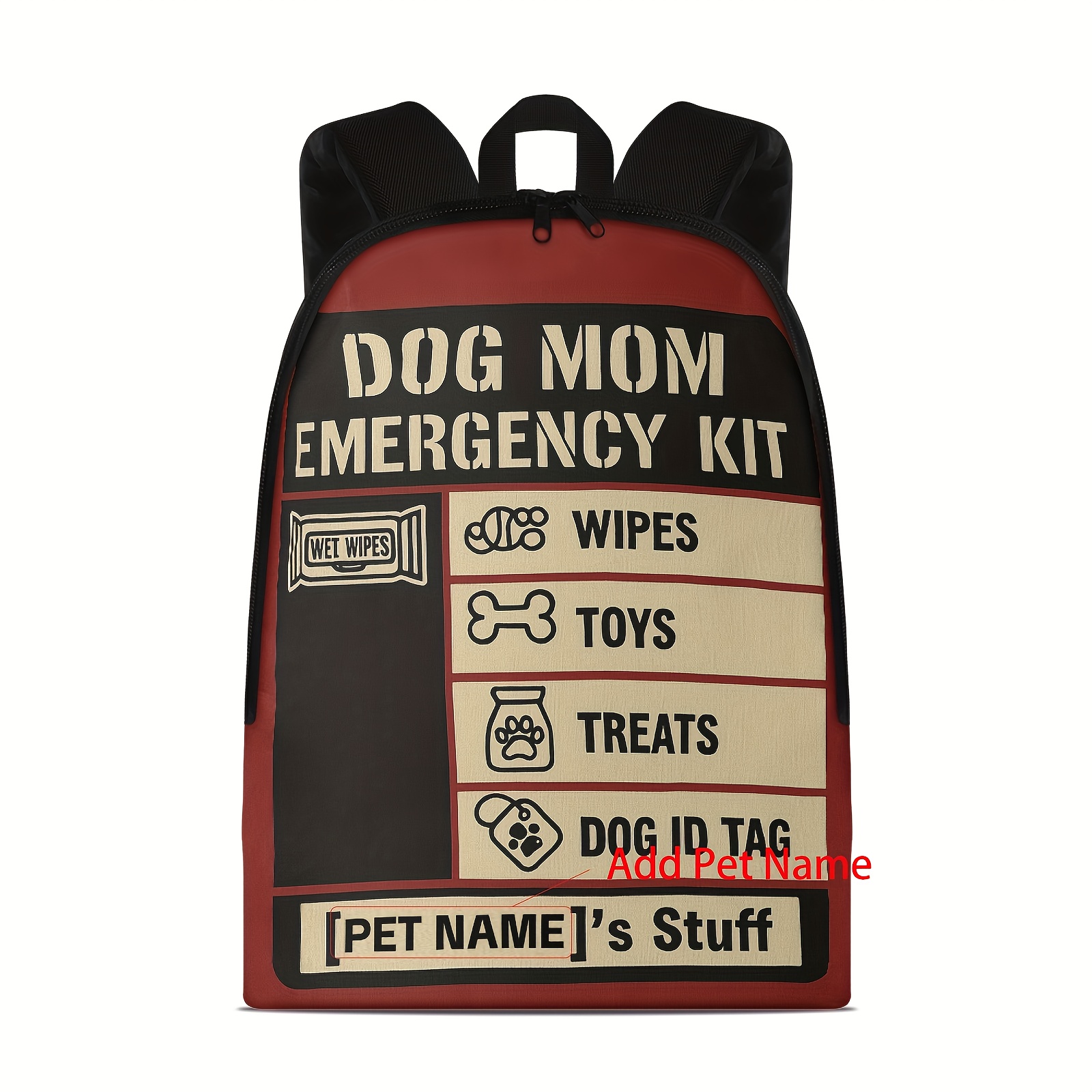 TEMU A Portable Aid Kit And Snack Storage Bag With Customizable Pet Names, Featuring A Zip Closure - Made Of Durable Polyester Fabric, With An