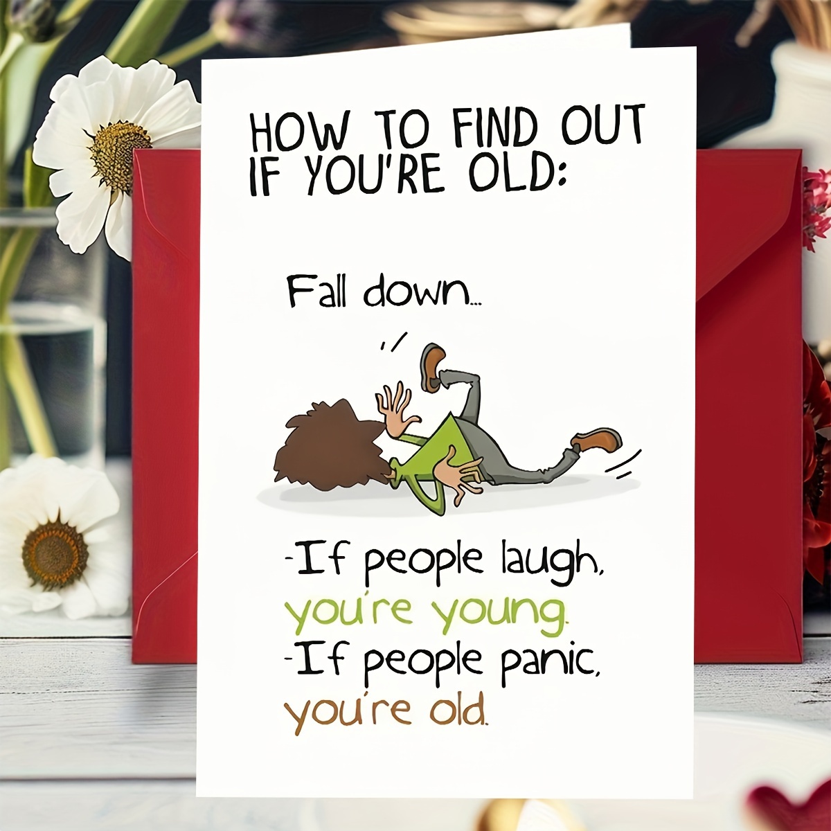 

1pc Hilarious Birthday Greeting Card With Envelope - "how To Find Out 're Old" Humor, Cartoon Illustration, Paper Material - Ideal For Birthday Wishes & , Humor Gift| Message Card| , Birthday Card