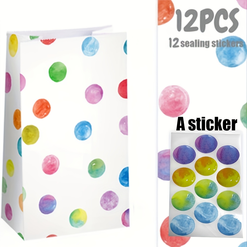 TEMU 12pcs Gift Bags For Presents, Gift Bag, Polka Dot Paper Gift Bags For Birthday Party Decorations, Themed Packaging, Suitable For Birthdays,