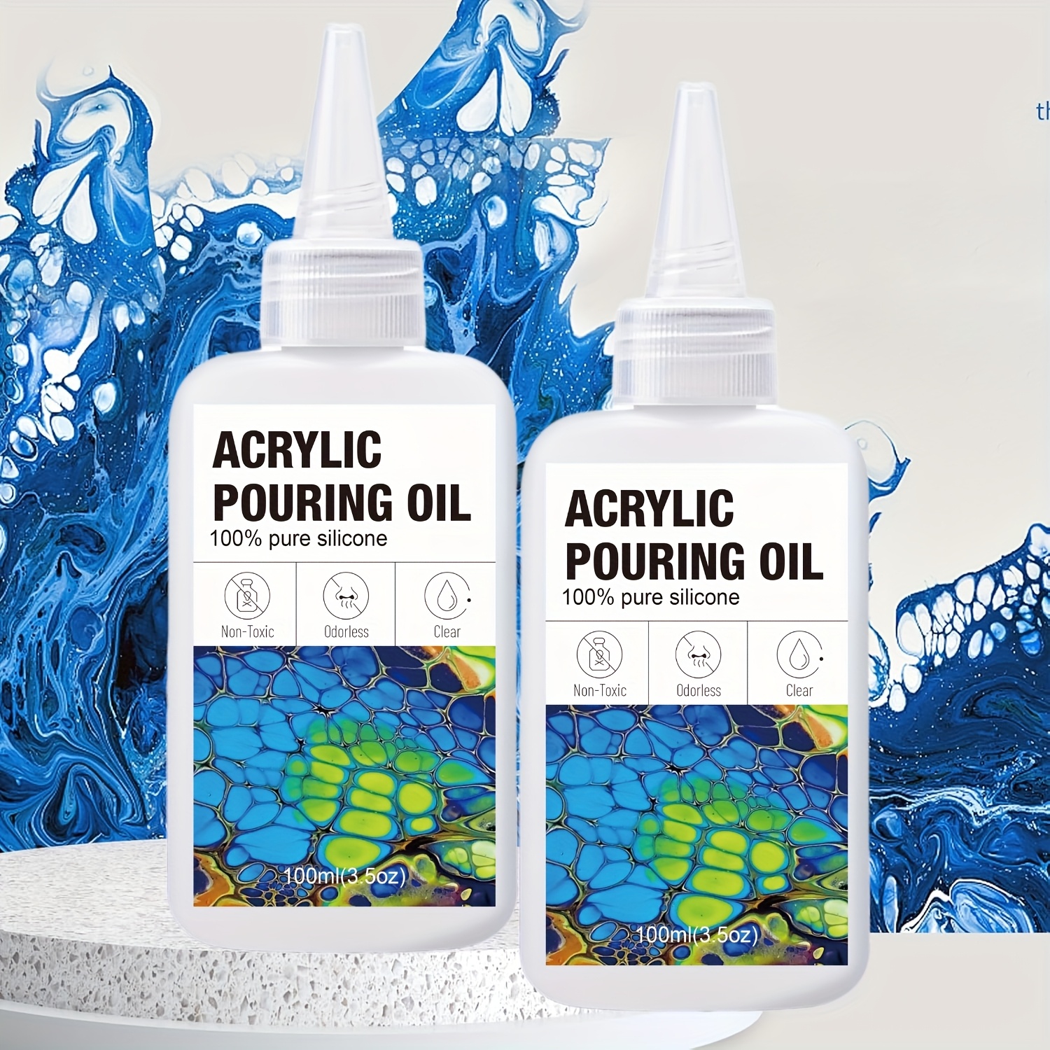 TEMU 7oz Acrylic Pouring Oil - Silicone For Stunning Cell Art, Compatible With Acrylic & Watercolor Paints, Vibrant Effects, Ideal For Creative