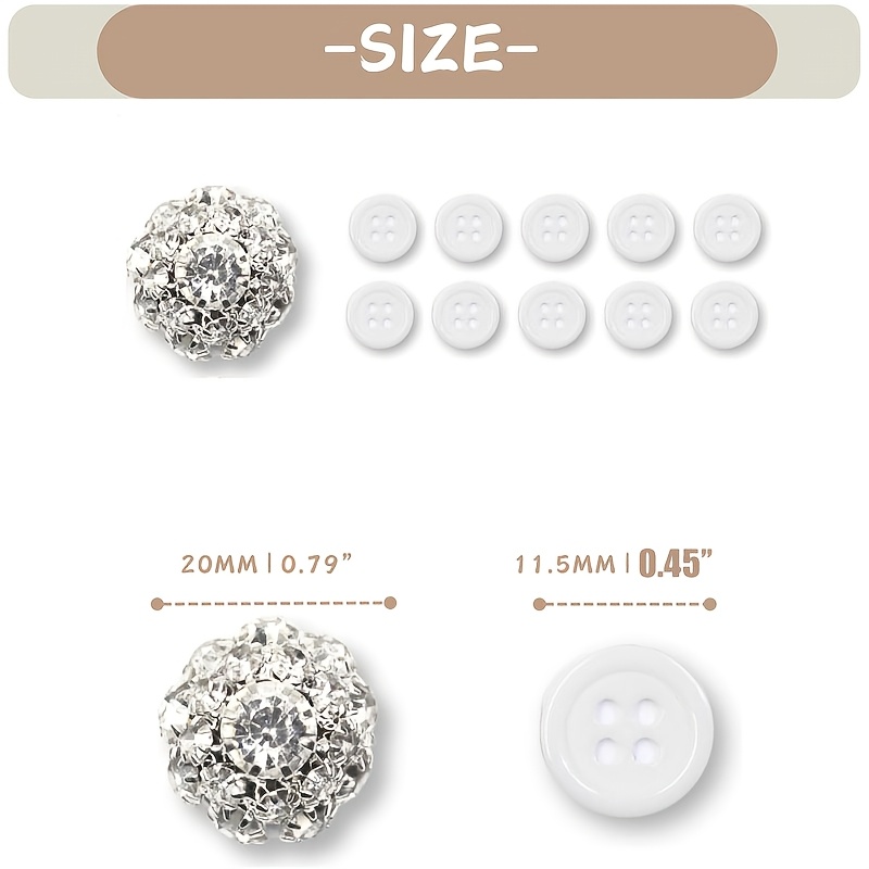 Image of 1pc Sequined Button Set, 10pcs 11.5mm Sewing Buttons, Crystal Buttons, Suitable For Men And Women's Suit Sewing And Holiday Decoration Ornaments