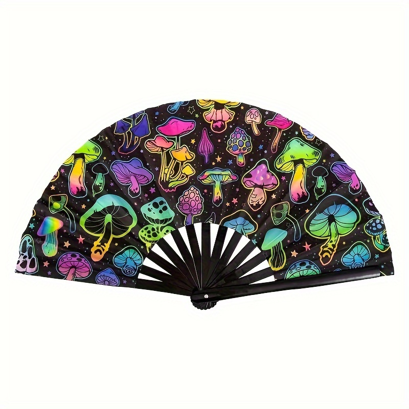 

Folding Hand Fan, Festival Rave Fan With Colorful Mushroom Pattern, Handheld Fan For Women, , Ideal For Parties & Carnival Accessories, Edm Music Festival Club Party Decor, Party Style