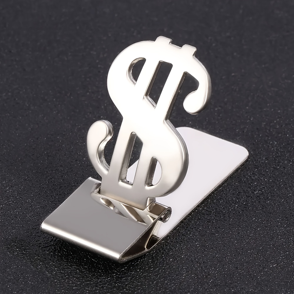 

1pc Stainless Steel Metal Money Clip, Mini Dollar Design Fashion Simple Silvery Dollar Holder