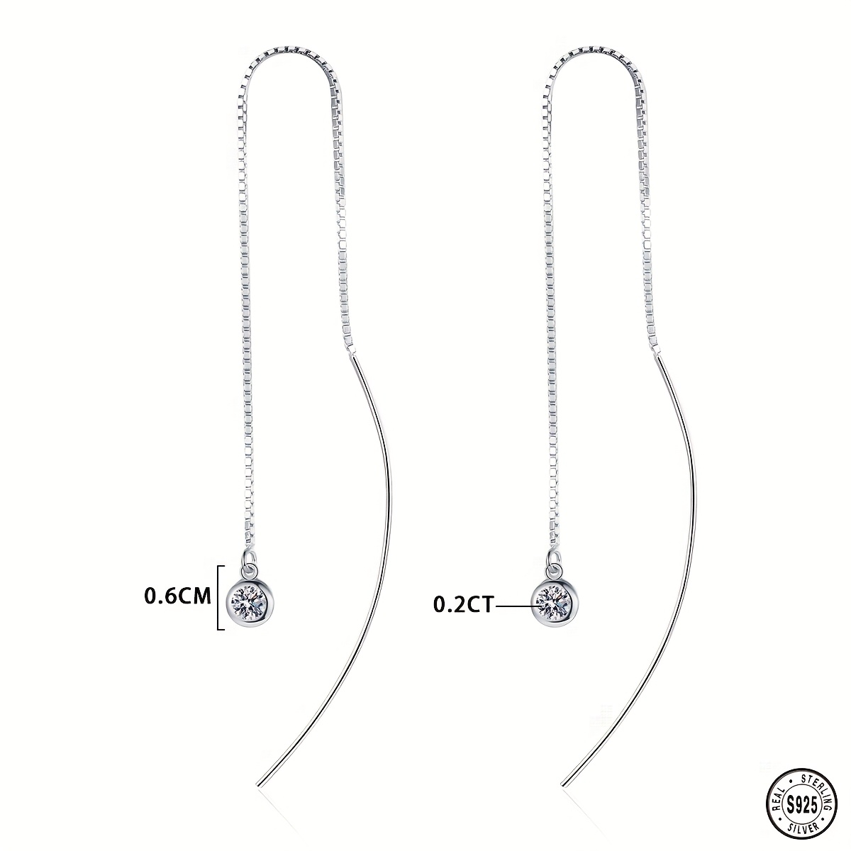 925 sterling silvery moissanite earrings simple tassel earrings simple and elegant Product details 1