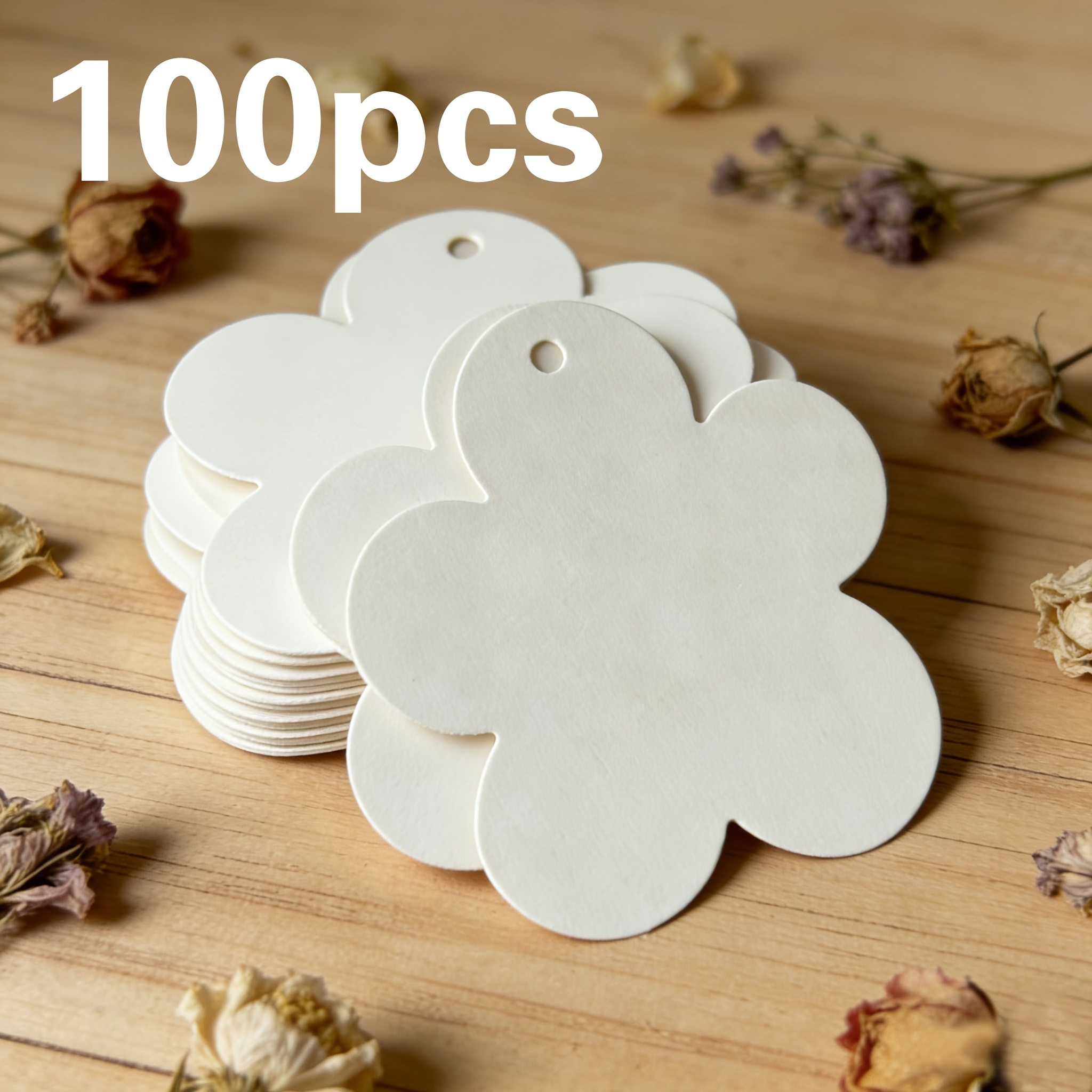 TEMU 100pcs Blank Paper Message Cards - Floral Matte Texture Greeting Cards, Suitable For Invitations, Gifts And Handicrafts, Brown And White Cards -