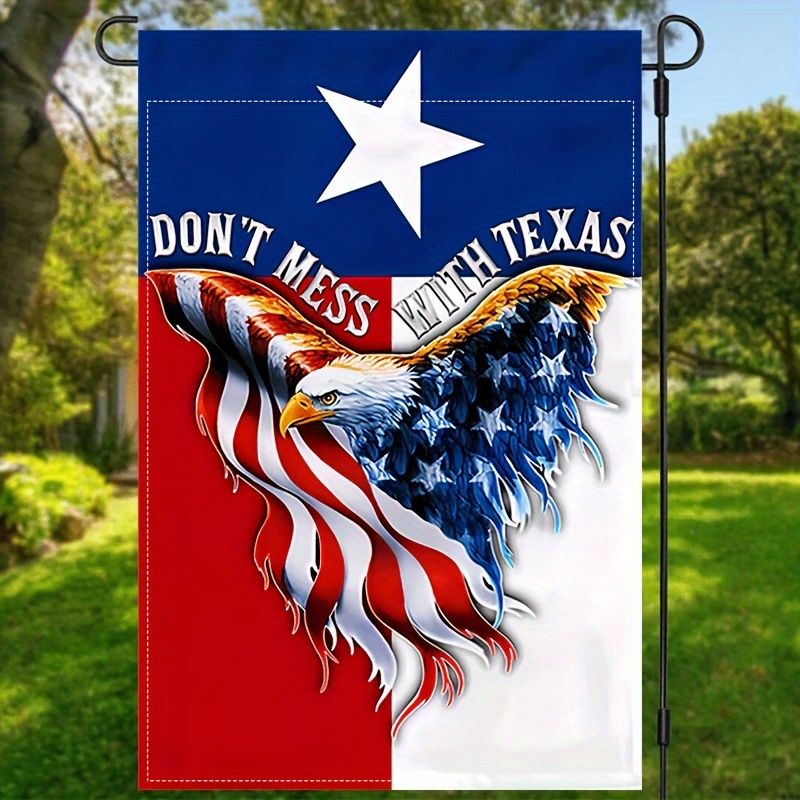 

1pc, Don't Miss With Texas Garden Flag, Usa Eagle Print Flag Of Texas Burlap Lawn Flag, Double Sided Waterproof Banner 12x18inch, Lawn Decor, Patio Decor