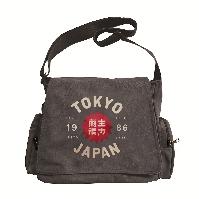 TEMU Vintage Tokyo 1986 Printed Women's Shoulder Bag/crossbody Bag/large Capacity Tote Bag/ Bag, Japanese-style Flap Messenger Bag, Adjustable