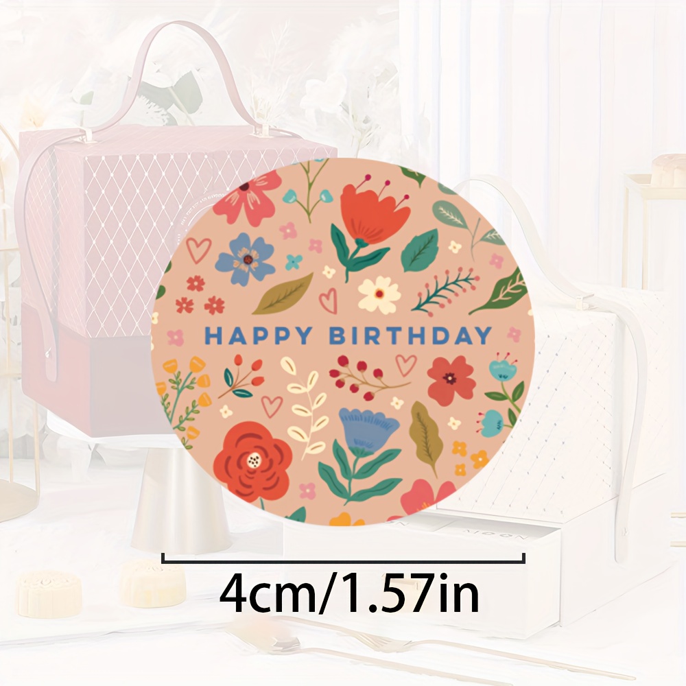 Image of 48pcs "happy Birthday" Stickers With Floral Patterns And Colorful Fonts - Perfect For Birthday Celebrations, Party Favors, Holiday Decorations, And Gift Wrapping, Birthday Party Decor