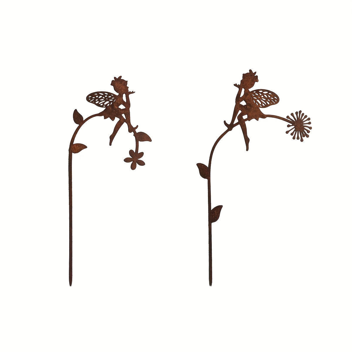 【2d Flat】 [2d Flat] 2pcs Iron Fairy Garden Decoration Ground Plug, With Bright , Very Suitable For , Courtyards, Lawns And Christmas Celebrations, Garden Decoration, Outdoor Trail Decoration