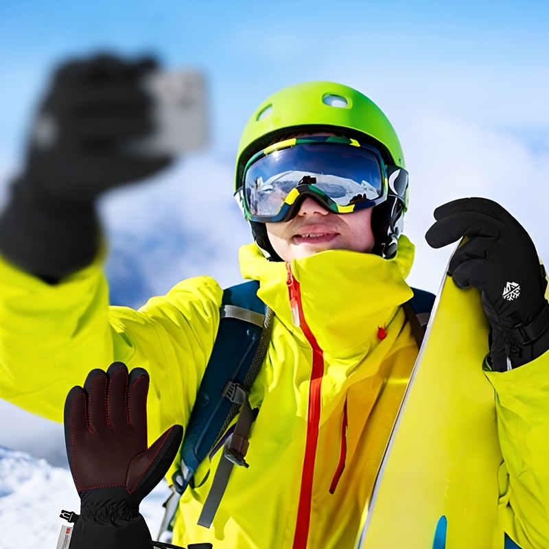 Men's Warm Skiing Gloves with Touch Screen, Adjustable Wristband