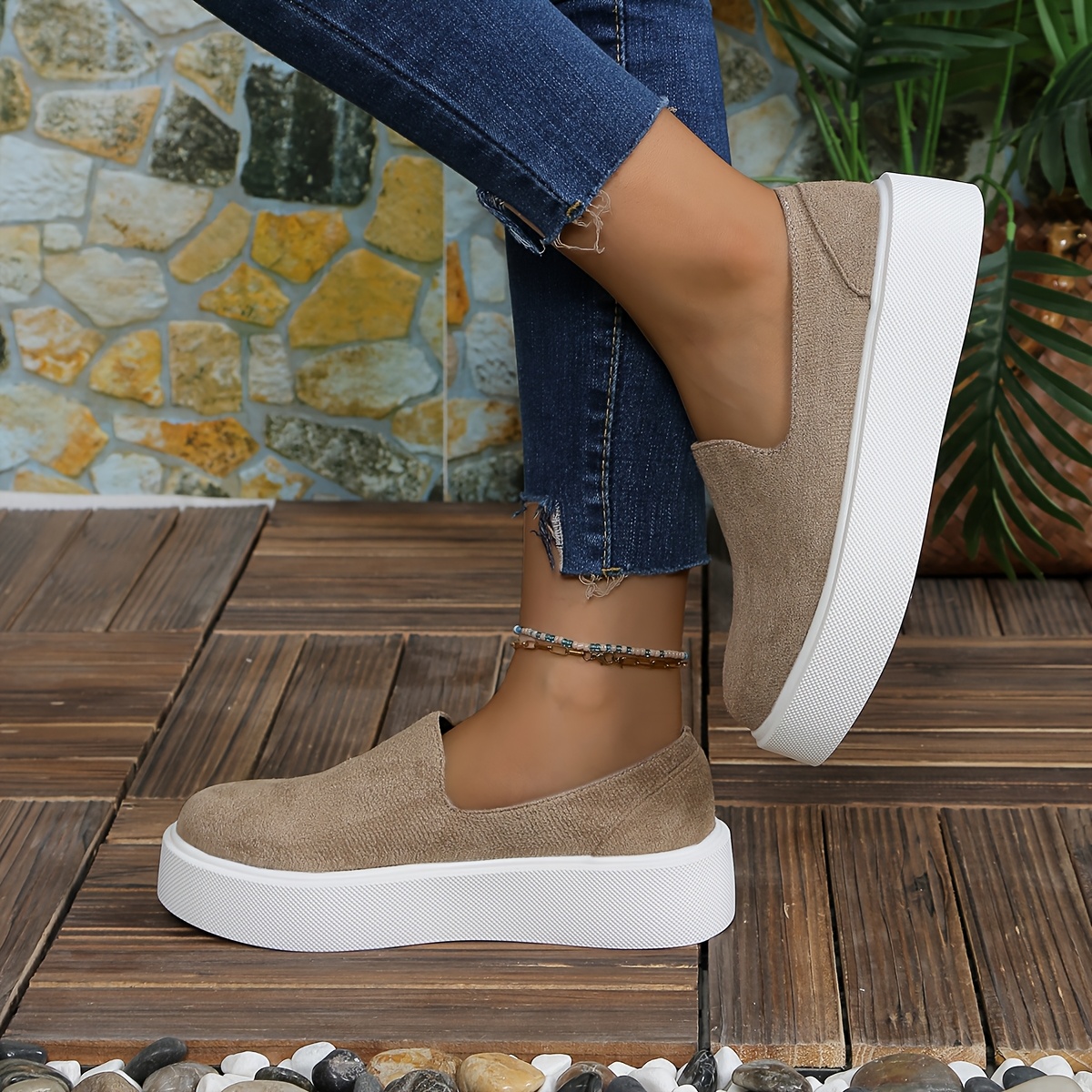 Womens Loafers 2024 New Casual Round Toe Flat Slip Low Top