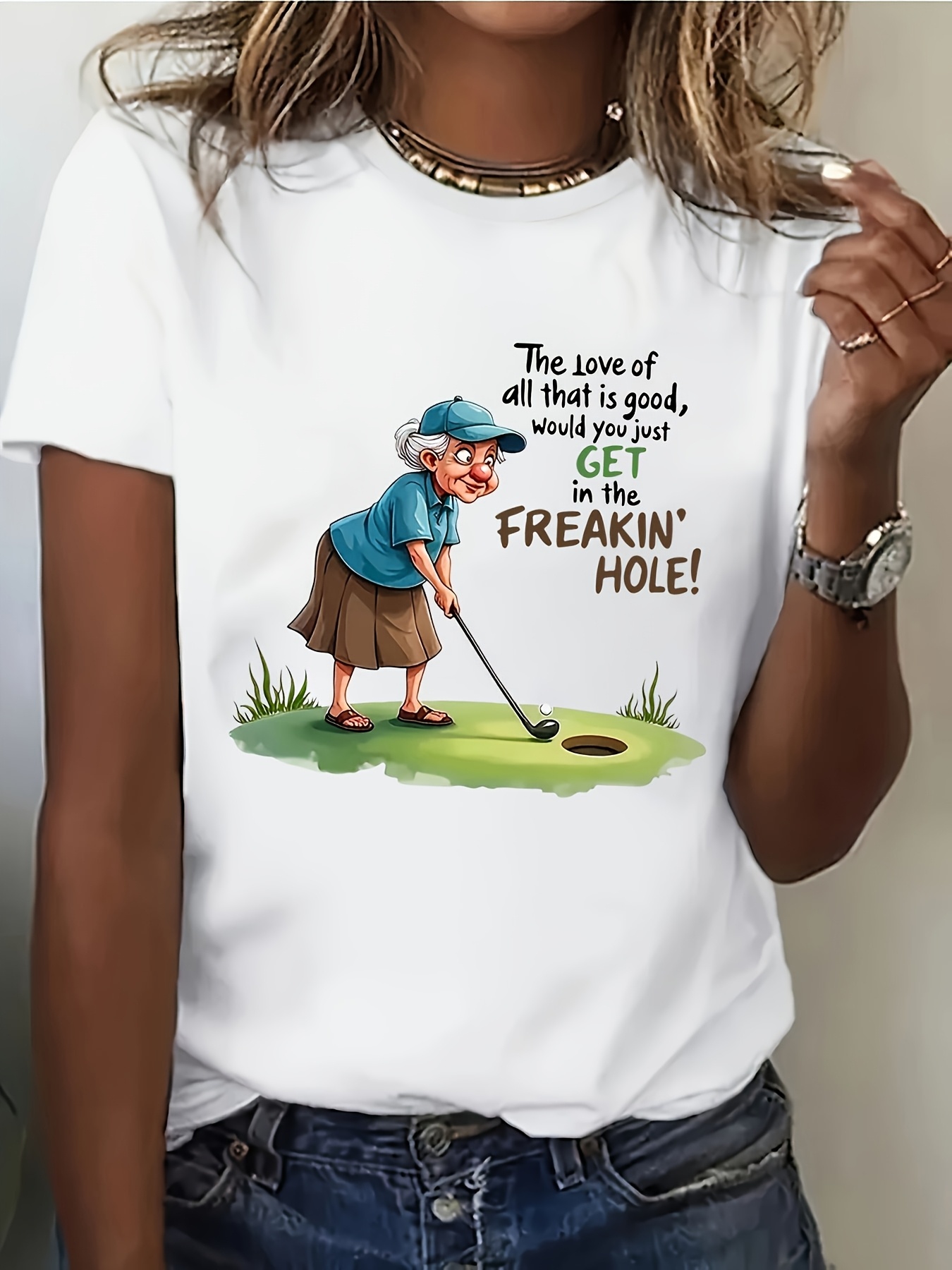 womens casual   graphic t shirt funny cartoon   neck short sleeve light0068 bright colors and fashionable style women white   shirt 200g