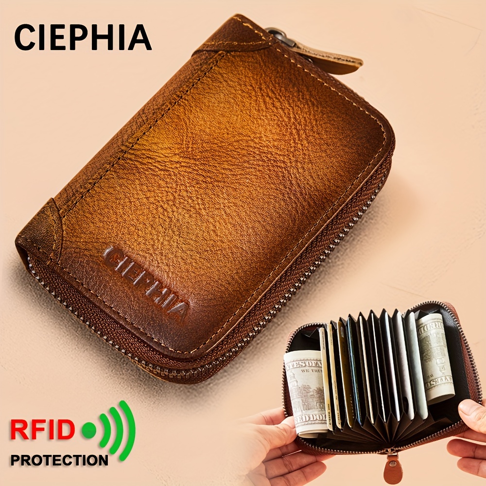 

1pc Men , Wallet 9 , 2 Banknote , Blocking Top Cowhide