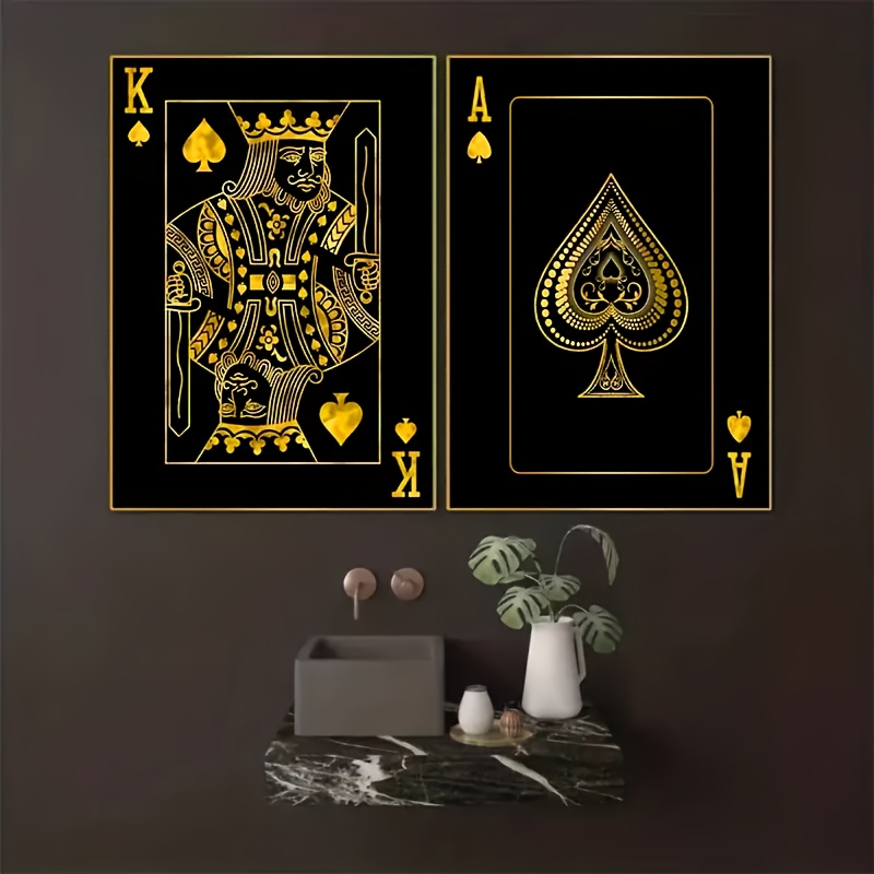 

Playing Cards Wall Art Canvas Playing Card Art Queen Of Hearts Poster Picture Black And Canvas Wall Art For Living Room Bedroom (3 Set Of, Framed)