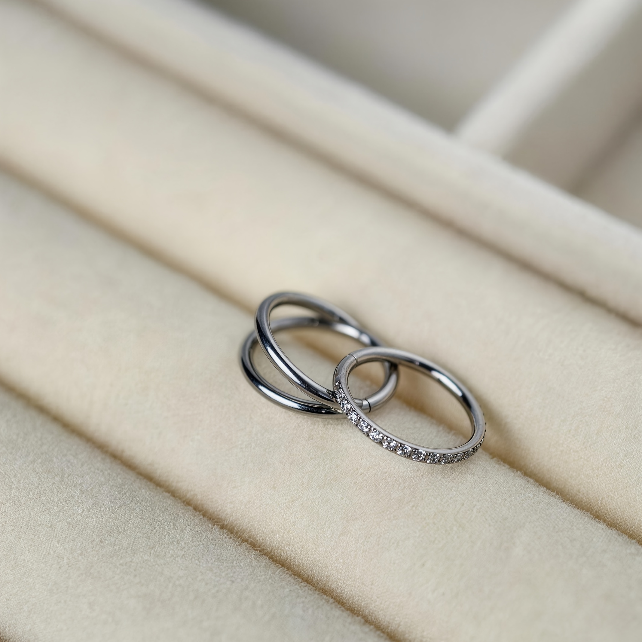 2pcs Surgical Steel & Zirconia Piercing Jewelry Set