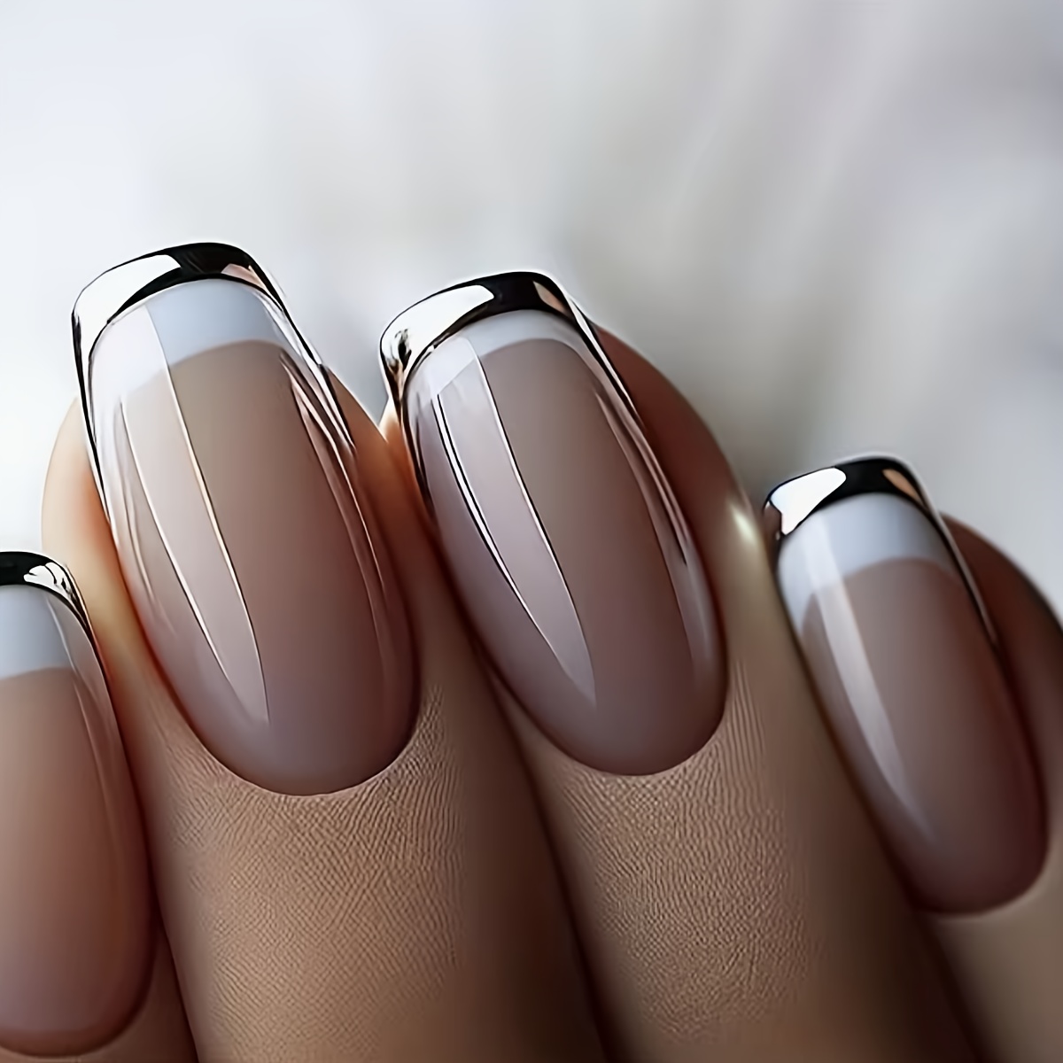 24pcs Medium Square Press-on Nails, Easy Elegant Gradient Design, Upgrade Your Style, Suitable For All Women, Daily Wear