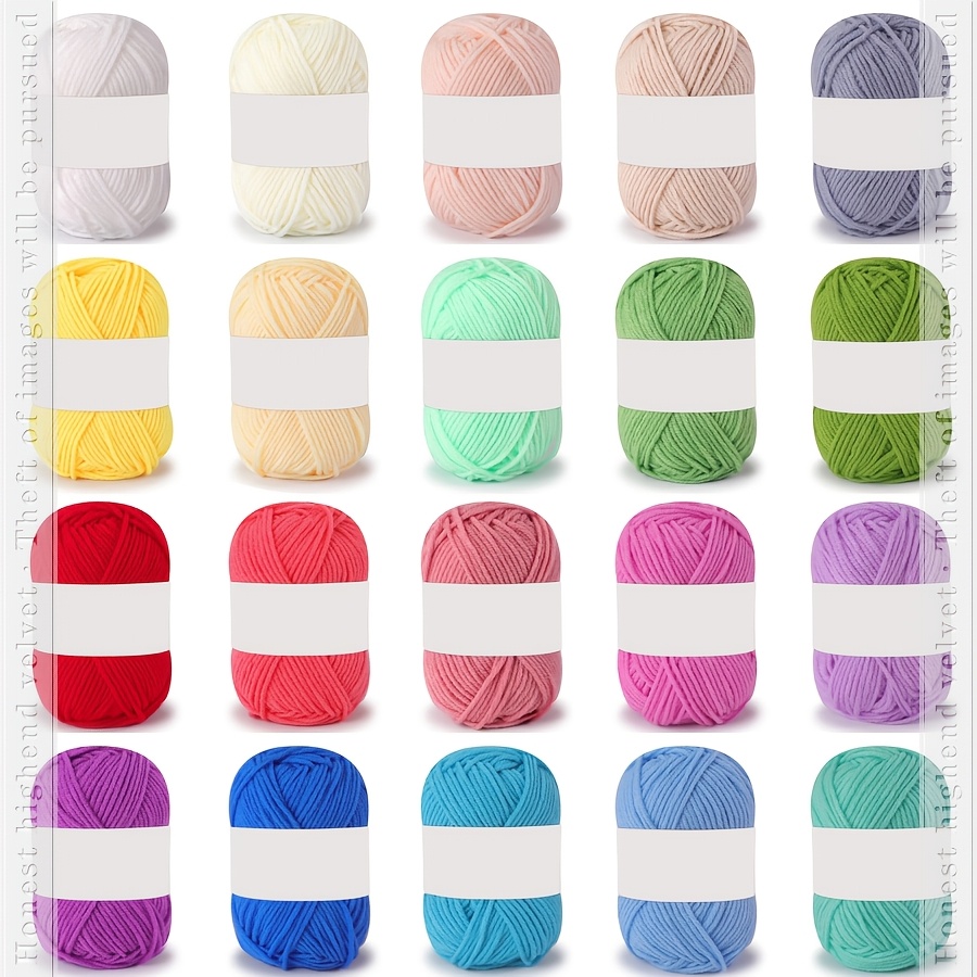 TEMU Lot de 20 de laine premium pour poupées, couleurs assorties, 500g/20 par , fil de bricolage pour loisirs créatifs, laine à tricoter colorée de