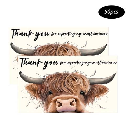 50pcs of thank you cards designed for my small business featuring online sellers small shops