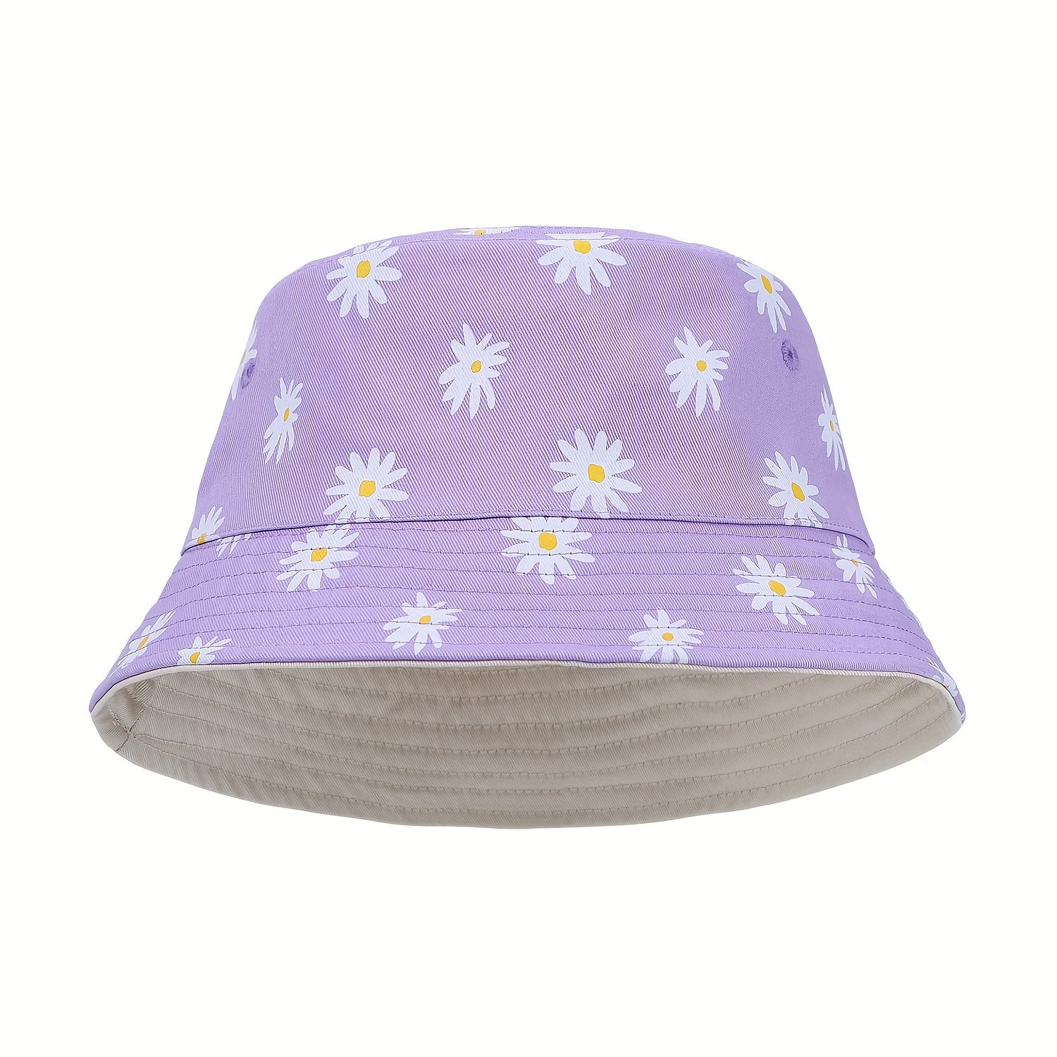 Reversible Floral Bucket Hat Unisex Sun Protection Fisherman Cap Cute Bucket Hat Beach Fisherman Hats for Women, Reversible  main image 4