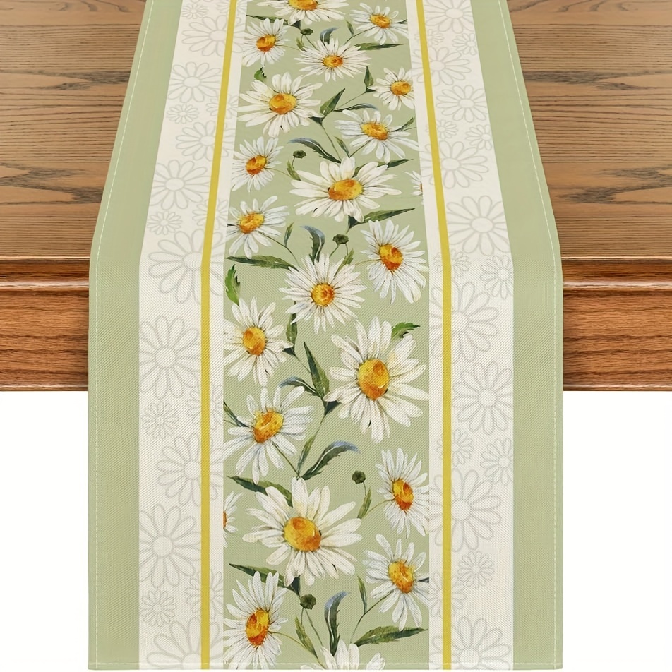 

1pc Vibrant Daisy Floral Table Runner - Lightweight Polyester, 13x72 Inch, Rectangular, Woven Design For Spring & Parties And Kitchen Decor, Kitchen Table Decor