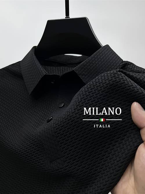 summer new mens jacquard letter printed comfortable short sleeve top elastic breathable t shirt for and outdoor activities collar golf shirt