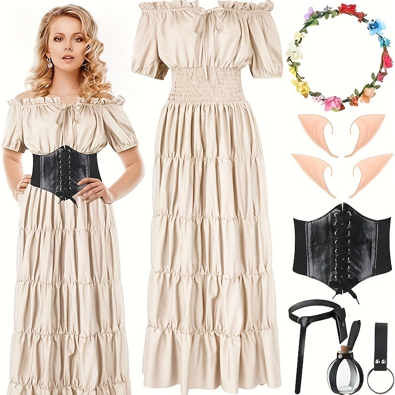 Robe Renaissance Fête Costume Maléfique Femme Avec Cornes - Robe Gothique Médiévale - Halloween Et Cosplay Déguisement Halloween Sorcière