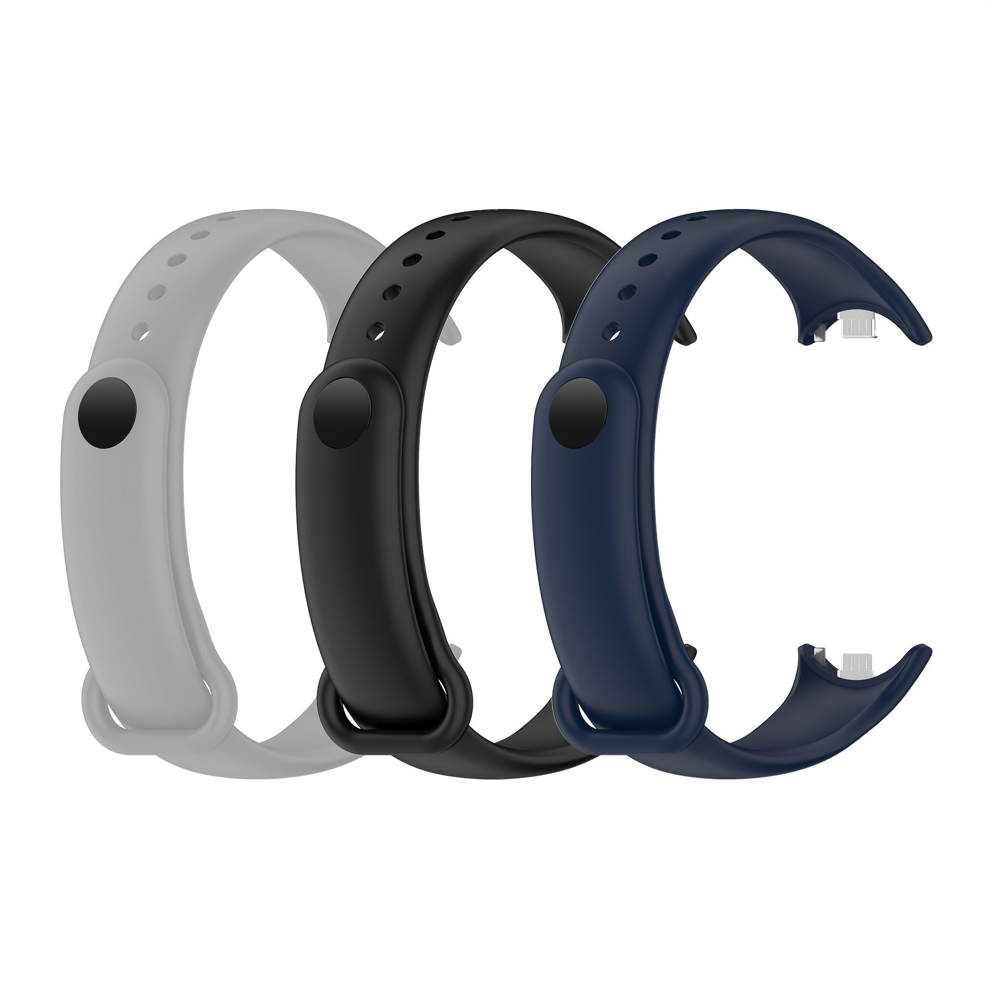 E-shop 3er-Pack Silikonarmbänder für Xiaomi Band 8/9/10 | Hochwertig, glatte Textur, sportlicher Stil mit Verschluss