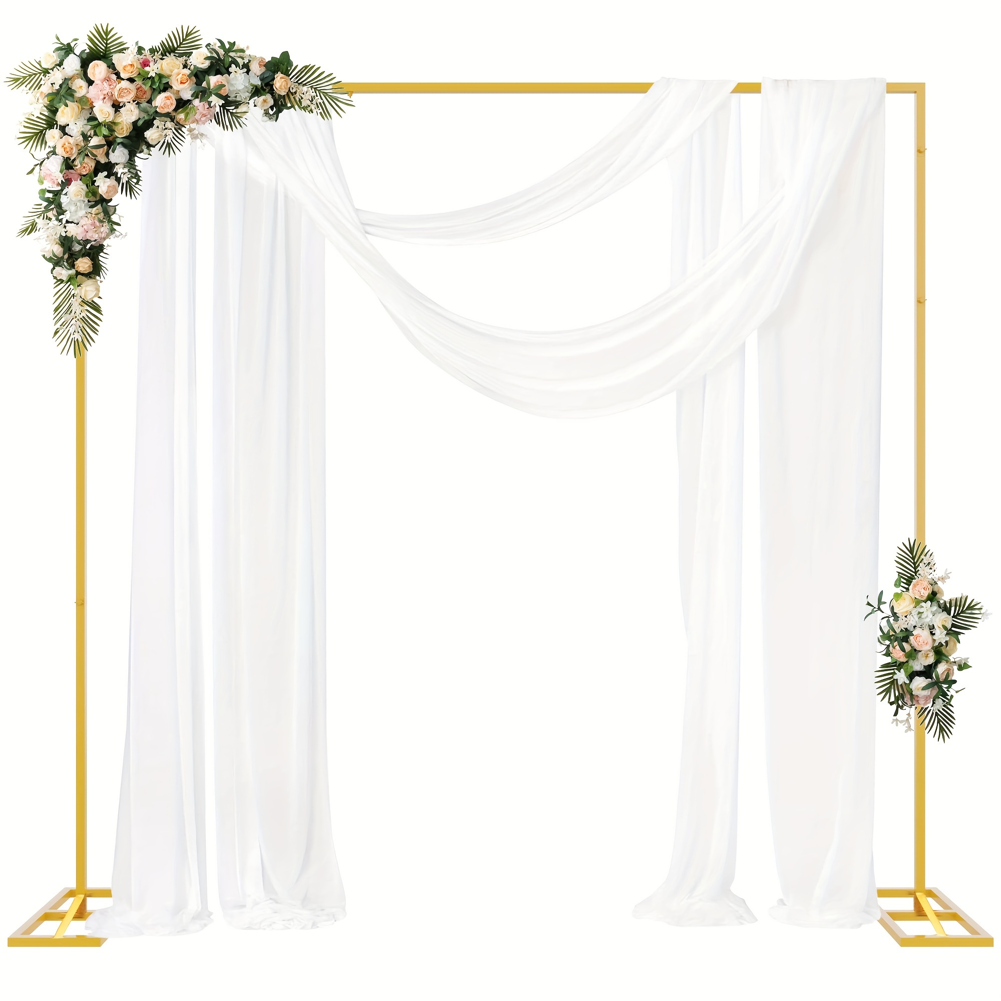 

3 Sets Golden Metal Wedding Arch Arched Backdrop Stand And 3 Pcs Arch Cover Wedding Garden Frame For Birthday Party Baby Shower Graduation Decoration Halloween Christmas Gift