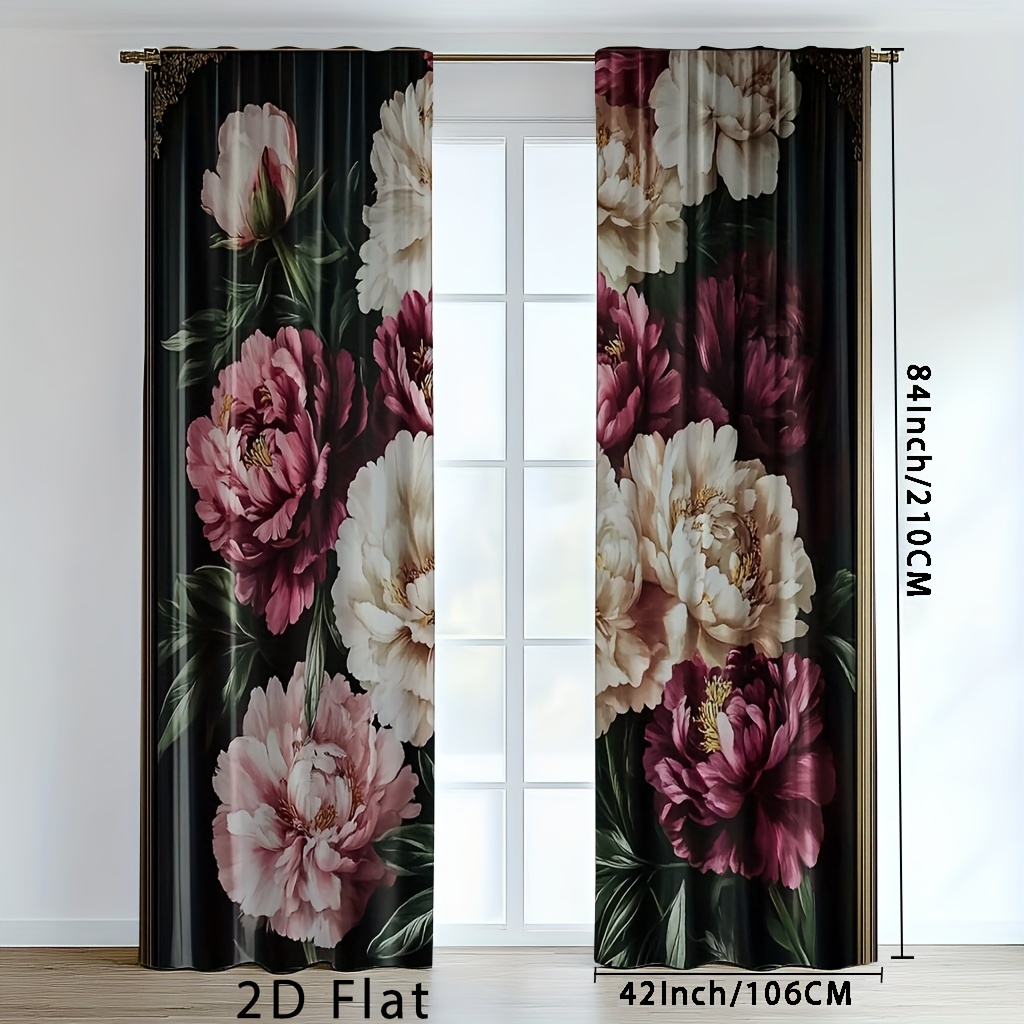 TEMU 2pcs, Vintage Pattern Curtains, Glass Door Curtains, Blackout Curtains For Living Room, Temporary Curtains, Hotel Curtains, Cubicle Curtain,