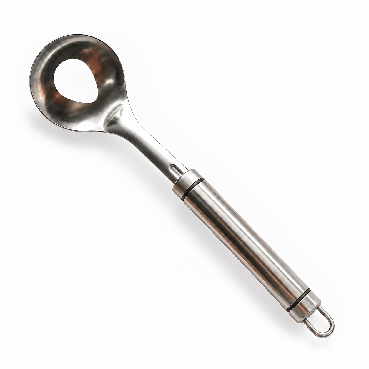 TEMU Cuillère à bille en acier inoxydable avec tête plate et long manche, 1 pc Outil de cuisine pour aliments
