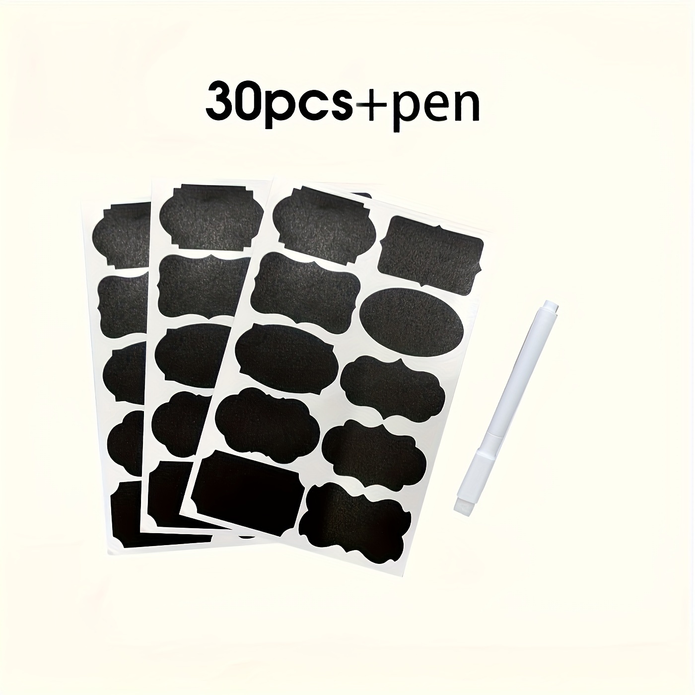 30pcs Reusable Food Storage Container Labels With Pen - Glue-free, Self-adhesive, Blackboard Sticker For Spices, Cheese, And More