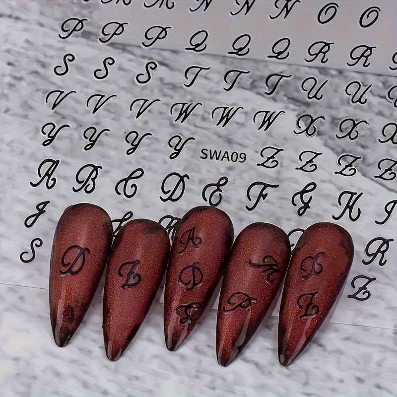 Retro English Letter Nail Back Sticker Floral Nail Jewelry Sticker