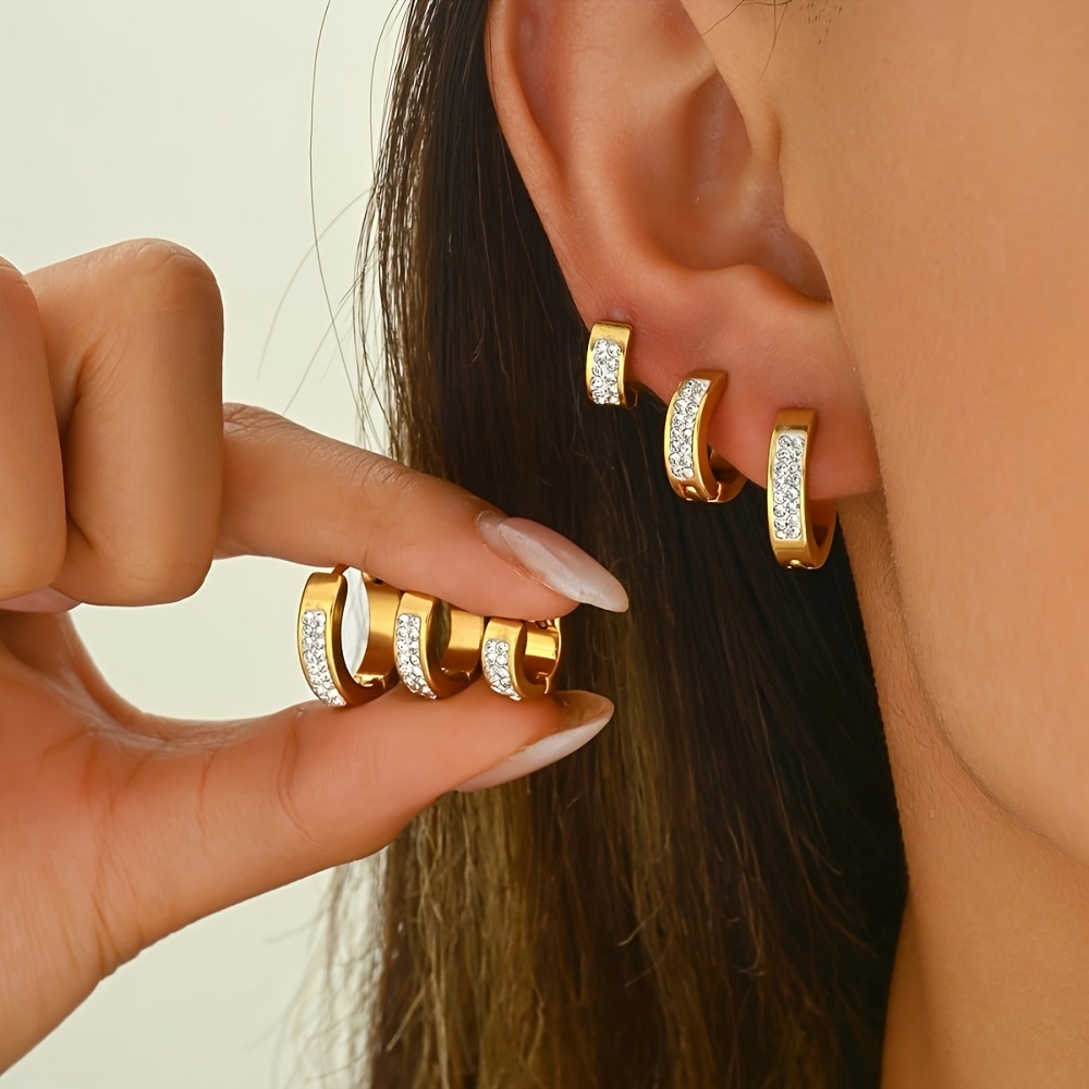 6pcs elegant hoop earrings set stainless steel   daily wear and mothers day gifts Product details 0