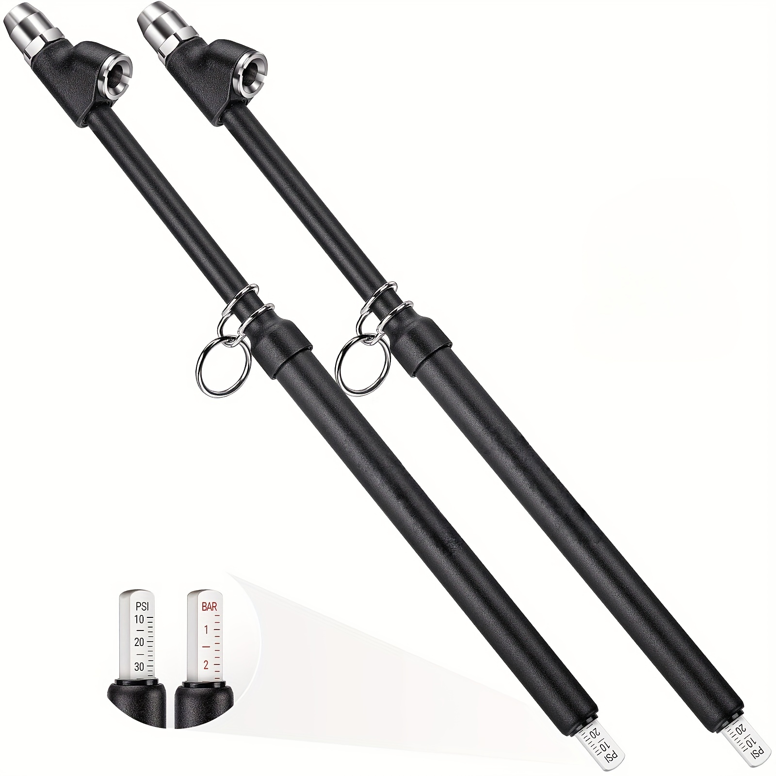 TEMU 2pcs Heavy Duty Tire Pressure Gauge Straight-on Dual Head Tire Air Gauge Range 10-150psi, Extended Tube Tire Gauge Suitable For Semi Truck Rv,