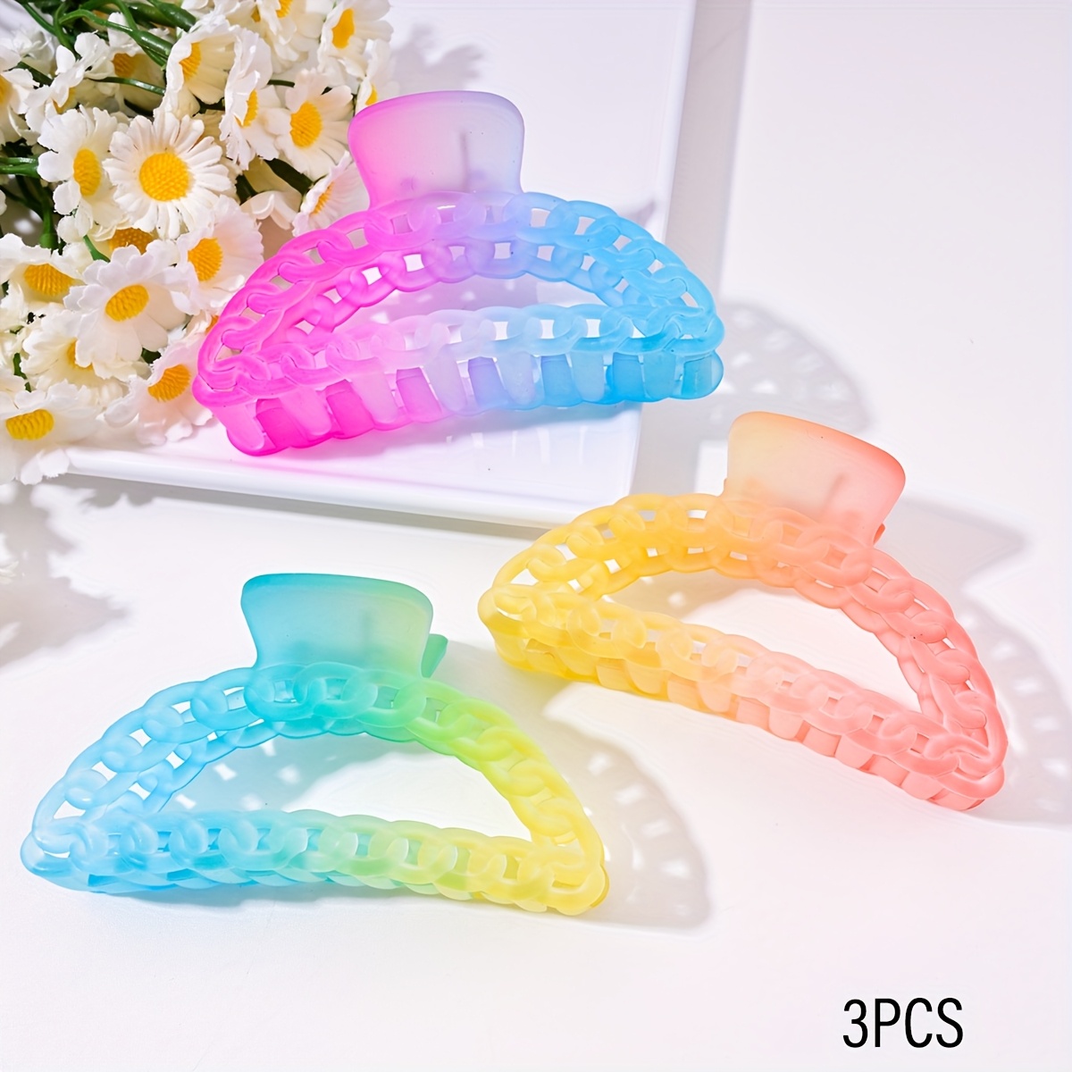 Image of 3pcs Women's Hair Clips Hollow Matte Semi-circular Simple Large Claw Clip Head Accessories Suitable For Updo, Half-up Hairstyles, Shark Clip Daily Accessory