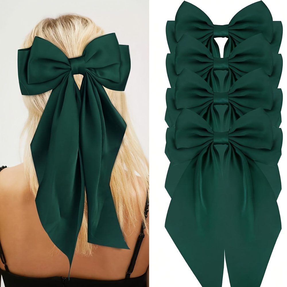 

4pcs Elegant Green Oversized Bow Ribbons, , Dance Parties & Stylish Outfits - Polyester, Fits All, Dance Party Accessories| Bows|polyester Fiber Bows