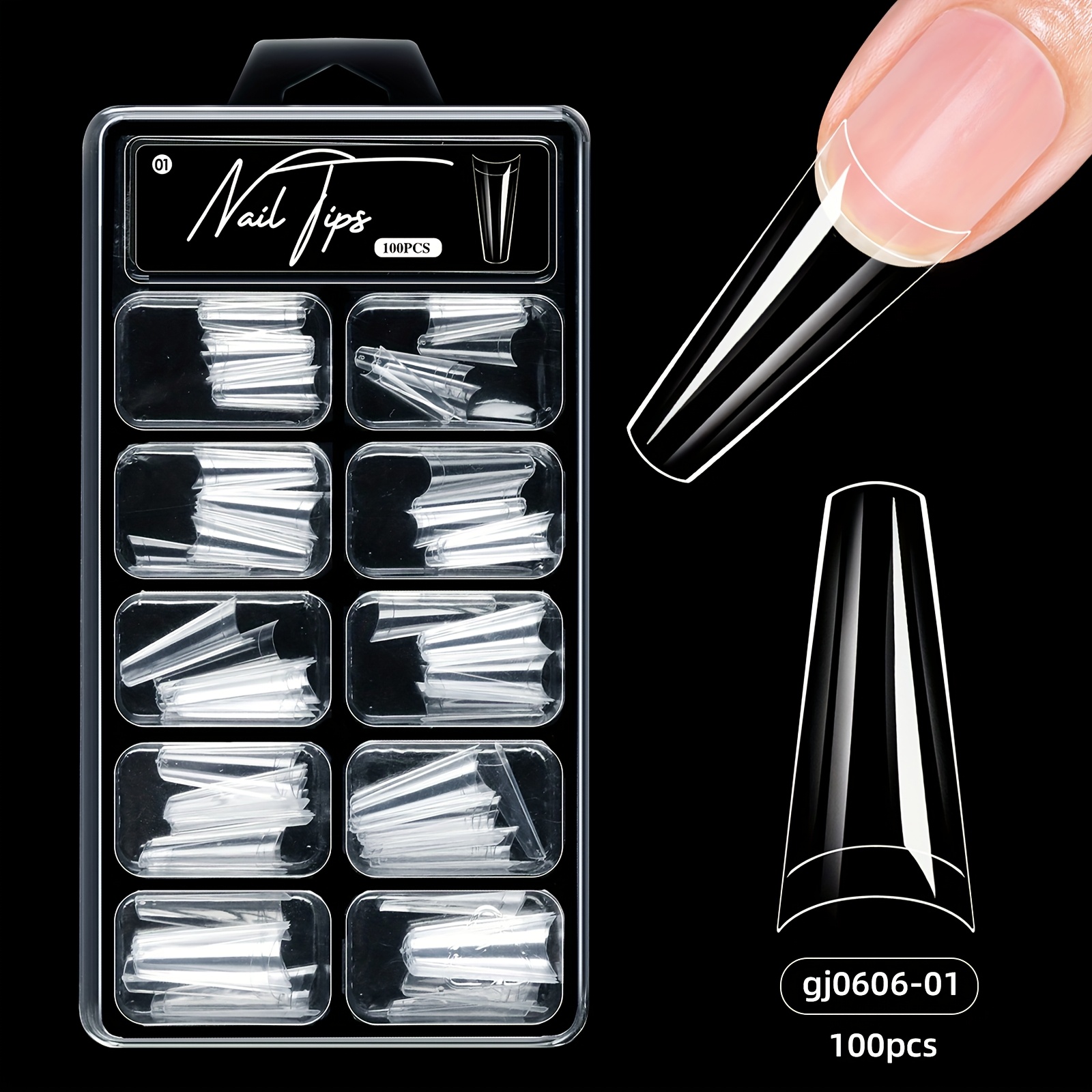 TEMU 100pcs Uñas Artísticas Sin Daños Puntas de Uñas Extensión Semi- Uso Stickers para Uñas