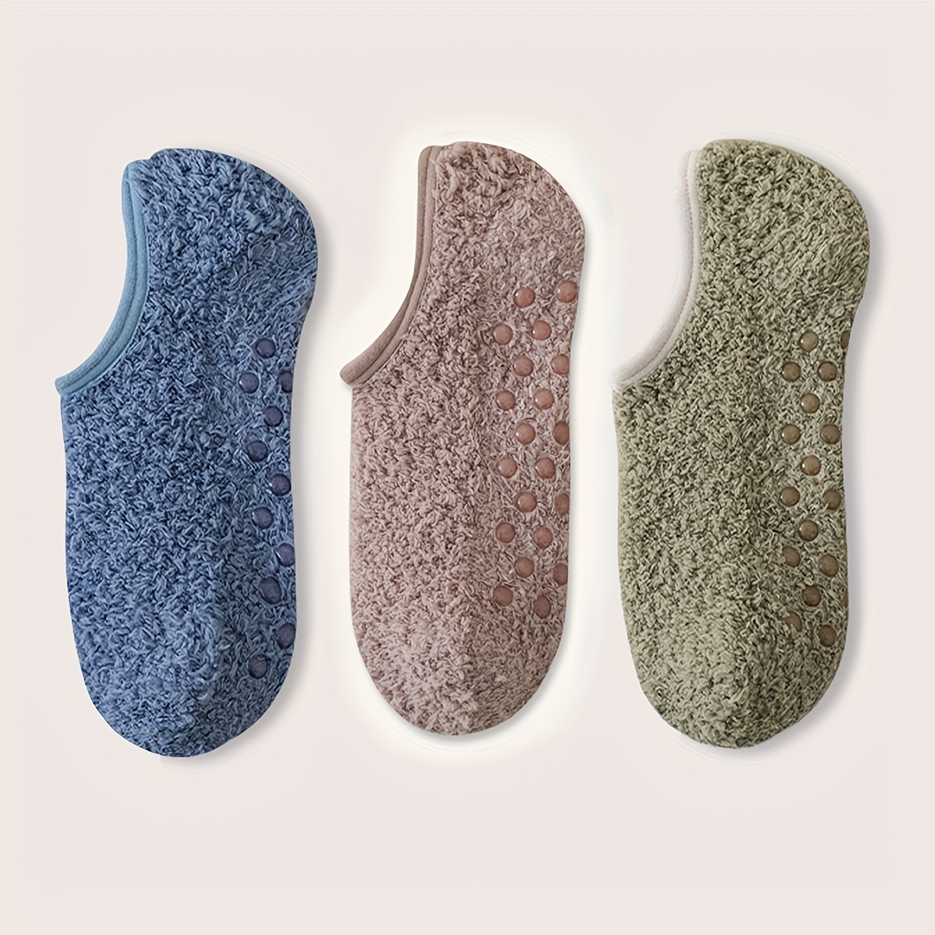 TEMU 3/6 Pairs Socks Men's Floor Socks Autumn Winter Short Socks Fleece Thick Plush Adult Boat Socks Anti-slip Sleep Socks Easy Versatile, Christmas