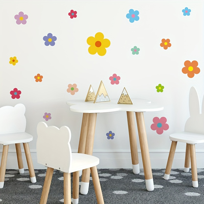 

36pcs/2 Sheets Of Artistic Wall Stickers, Colorful Flower Patterns For The Back-to-school Season, Self-adhesive Wall Stickers For Windows, Bedrooms, Bathrooms, Living Rooms