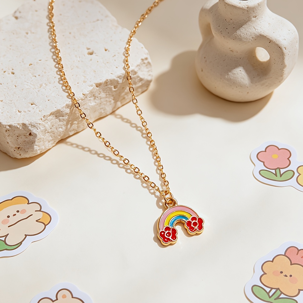 5pcs Colorful Little Daisy & Cherry Pendant Necklace Set