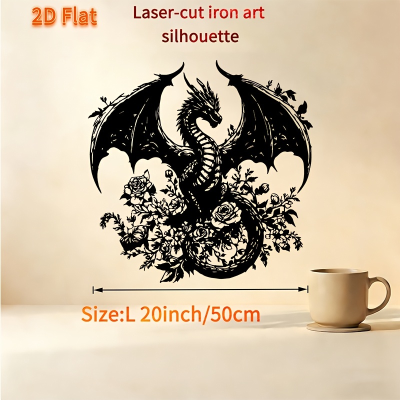 TEMU 1pc Metal Wall Sculpture - Elegant Dragon & Mythical Iron, Weather-resistant /outdoor Wall Decor Suitable For, Fence, - Ideal Gift For Dragon