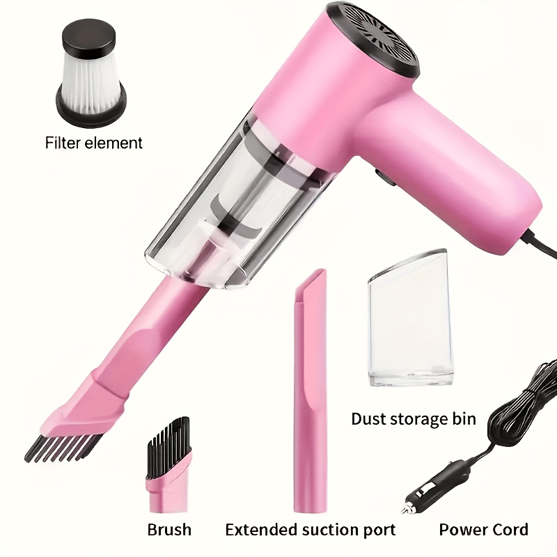 TEMU 12 Volt Portable Handheld Car Vacuum Cleaner - Powerful, Wired Design For Easy Removal Of Dust And Pet Hair - Comes With Additions Kit - Silent Operation, Without Battery