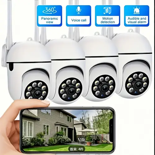 security cameras 1080p wireless outdoor surveillance 360 panoramic view intelligent pir motion detection motion and audio alarms color night two way voice ptz control indoor use application living room camera