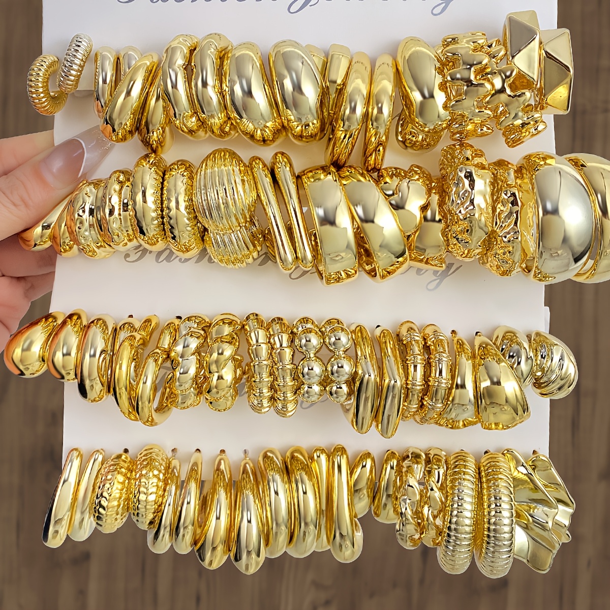 TEMU 40 Pairs (80pcs)/40pcs Suitable For Daily Wear Bohemian Retro Earrings - Wave Hoops, No Coating, Card Pack For,, Parties, Everyday, Wear