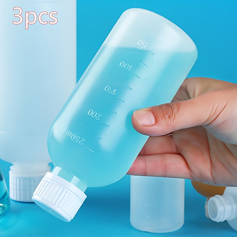 3pcs Plastic Semi-transparent Liquid Dispensing Bottles, Empty Bottles 250ml/8.45oz, Suitable For Dispensing Makeup Remover Acid And Other Liquids