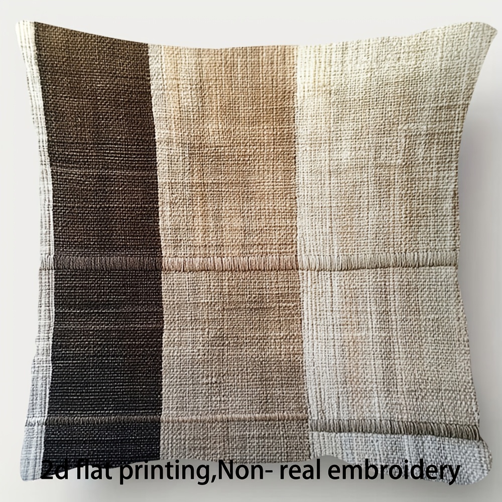 TEMU 2d Flat 1pc Brown Striped Digital Printed Pillowcase | Brown And White Striped Design For A Cozy, | Home Decor, Gift Idea, Relaxation Spot,