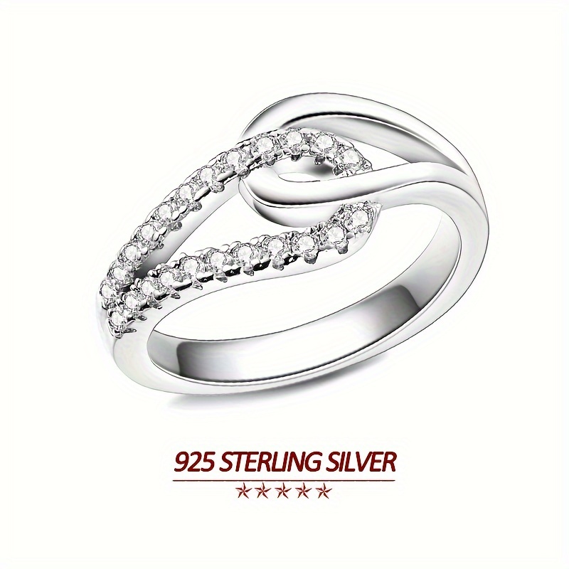 

925 Sterling Silver Eternity Symbol With Sparkling Zirconia Pave Setting Ring Elegant Style Hypoallergenic Wide Band Luxury Ladies Jewelry Gifts For Women