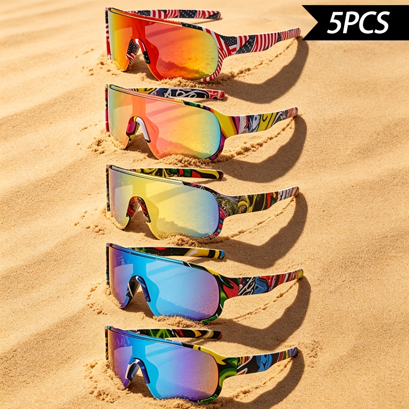 5 Pairs Unisex Sports Fashion Sunglasses, Full-frame Uv Protective Polarized Sunnies, Suitable For Cycling, Rock Climbing, Running, And Fishing - Men's And Women's Outdoor Casual Travel Sunglasses