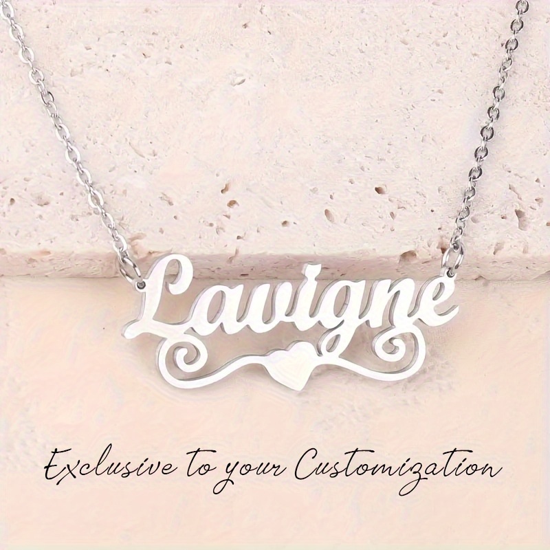 

Customized Personalized Love Creative Pendant Necklace, Romantic Valentine's Day Gift Jewelry, Stainless Steel English Alphabet Number Necklace Gift (english Only)